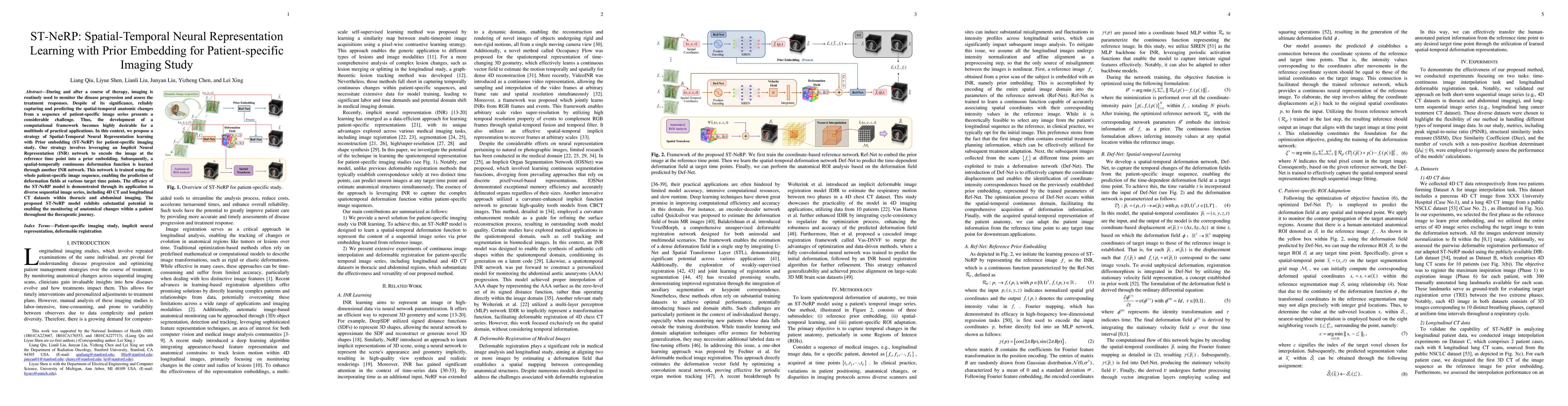 Thumbnail for ST-NeRP: Spatial-Temporal Neural Representation Learning with Prior
  Embedding for Patient-specific Imaging Study