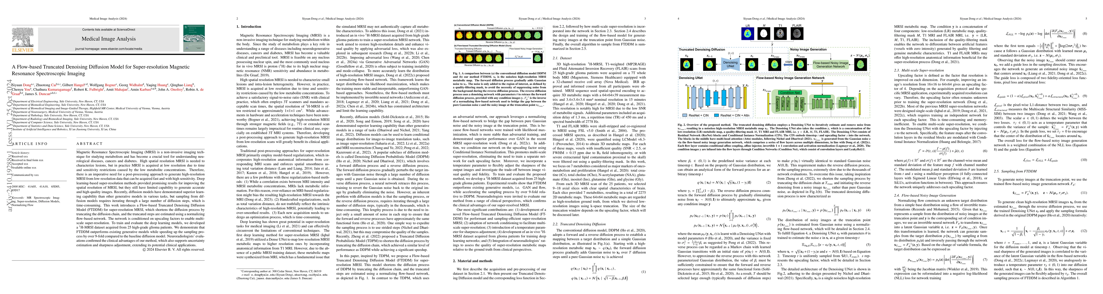 Thumbnail for A Flow-based Truncated Denoising Diffusion Model for Super-resolution
  Magnetic Resonance Spectroscopic Imaging