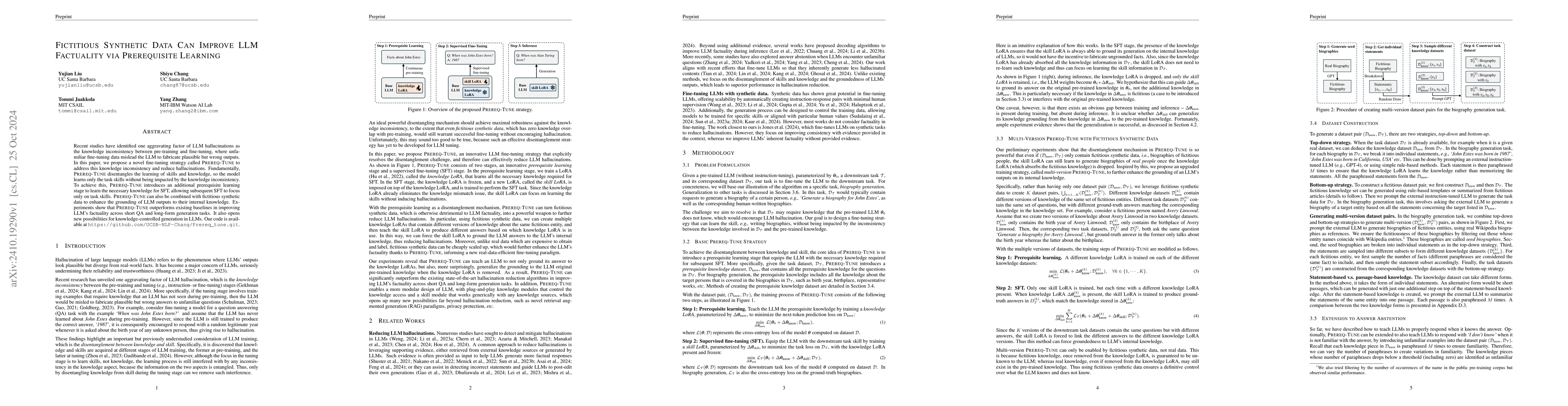 Thumbnail for Fictitious Synthetic Data Can Improve LLM Factuality via Prerequisite
  Learning
