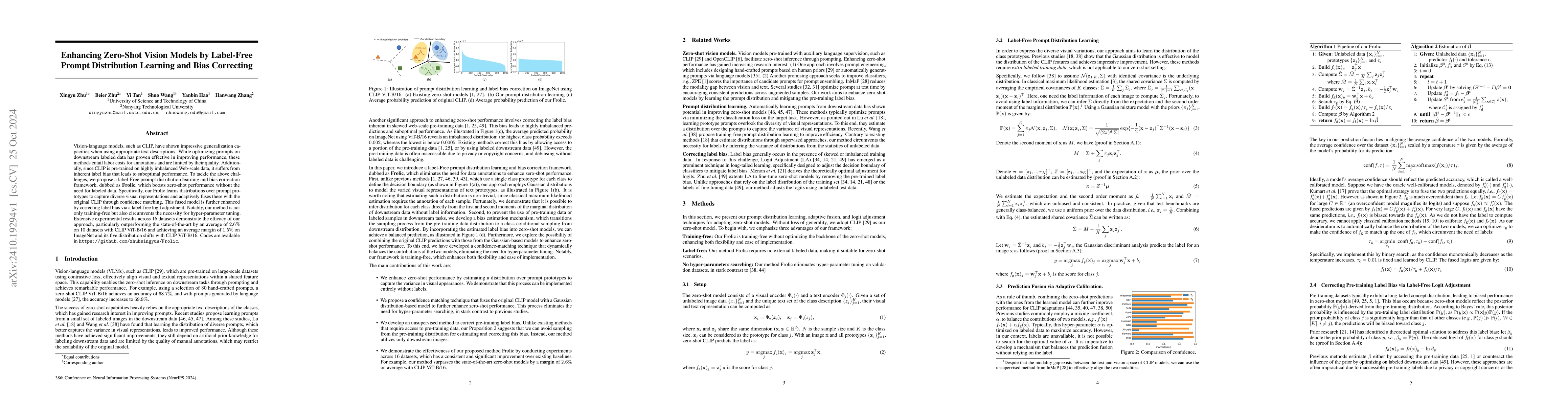 Thumbnail for Enhancing Zero-Shot Vision Models by Label-Free Prompt Distribution
  Learning and Bias Correcting