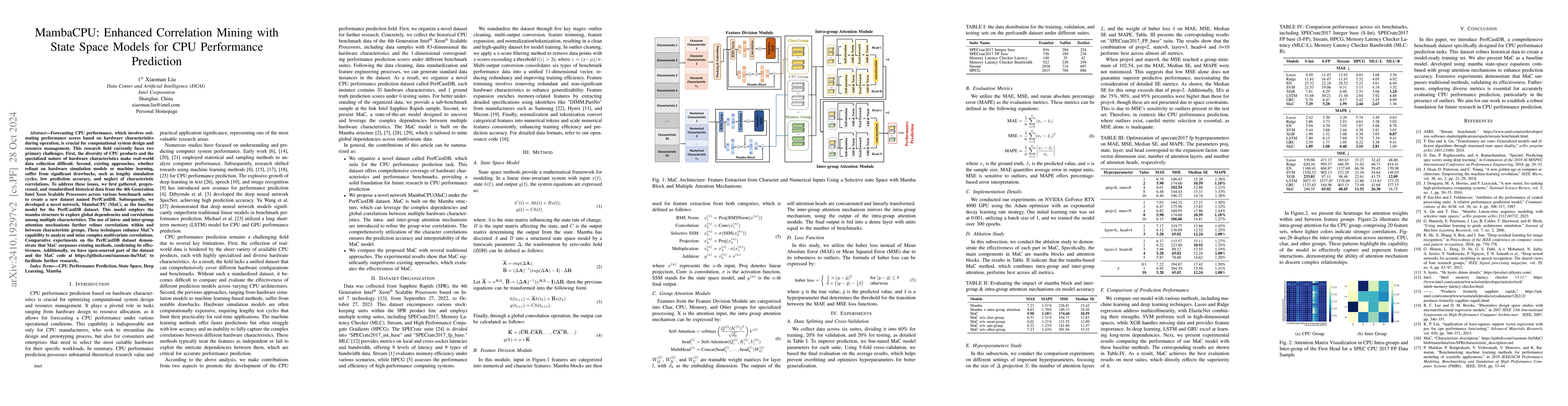 Thumbnail for MambaCPU: Enhanced Correlation Mining with State Space Models for CPU
  Performance Prediction