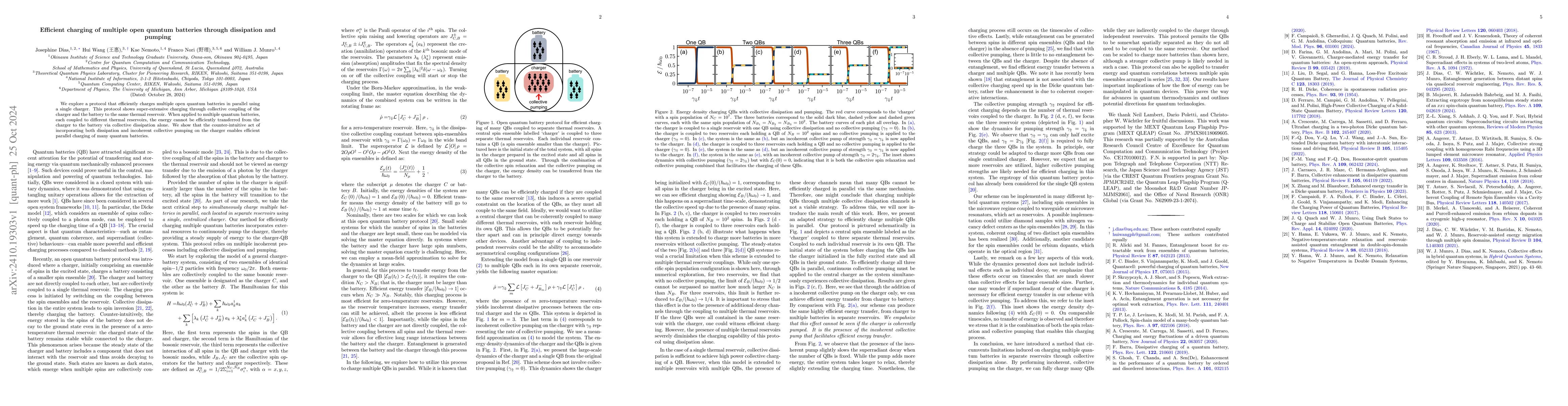 Thumbnail for Efficient charging of multiple open quantum batteries through
  dissipation and pumping