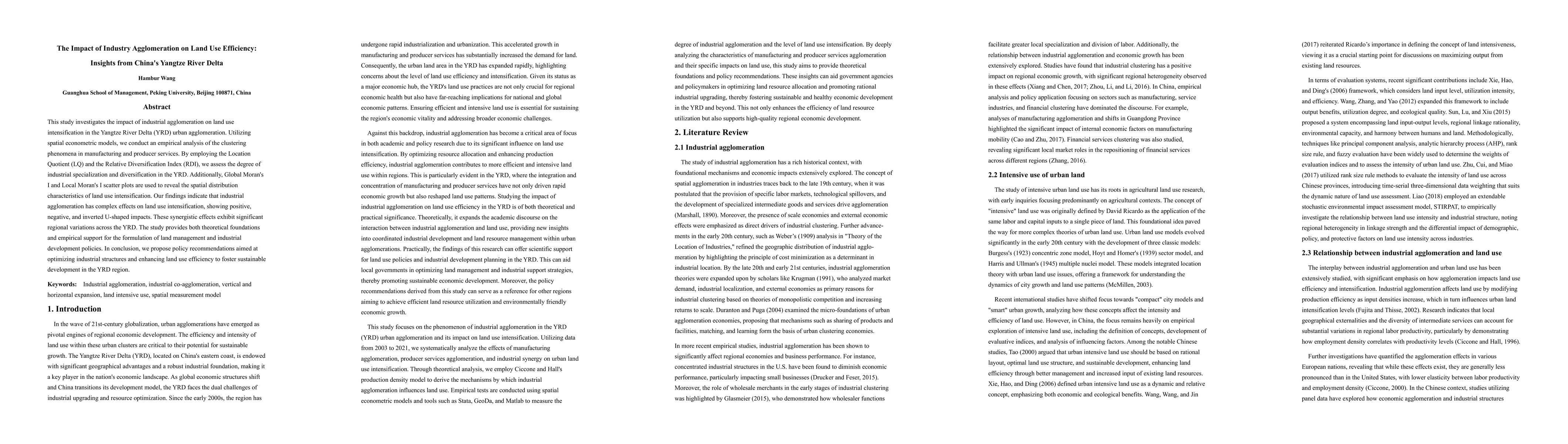 Thumbnail for The Impact of Industry Agglomeration on Land Use Efficiency: Insights
  from China's Yangtze River Delta