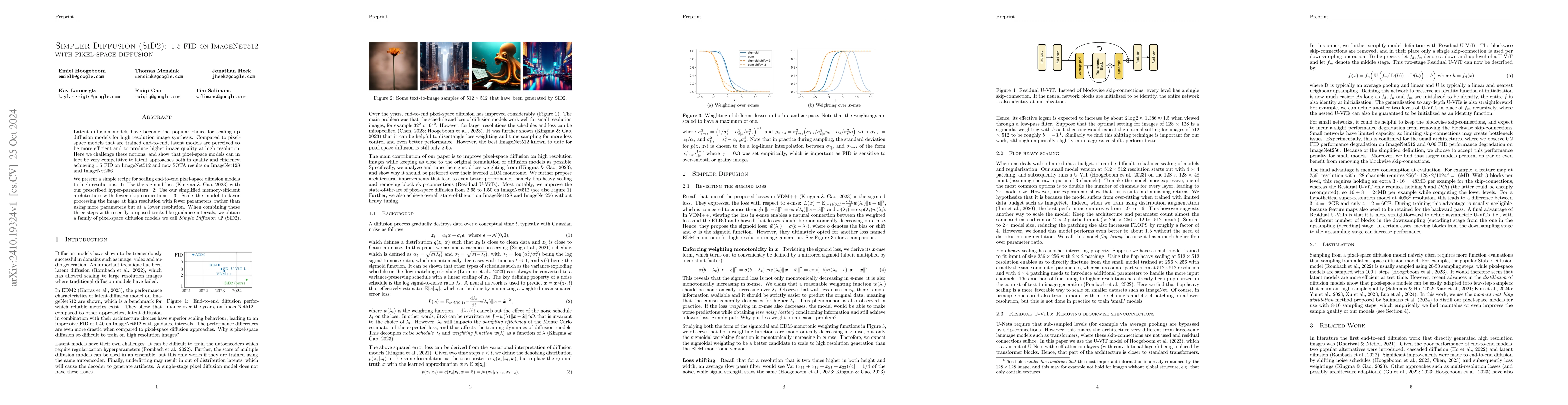 Thumbnail for Simpler Diffusion (SiD2): 1.5 FID on ImageNet512 with pixel-space
  diffusion