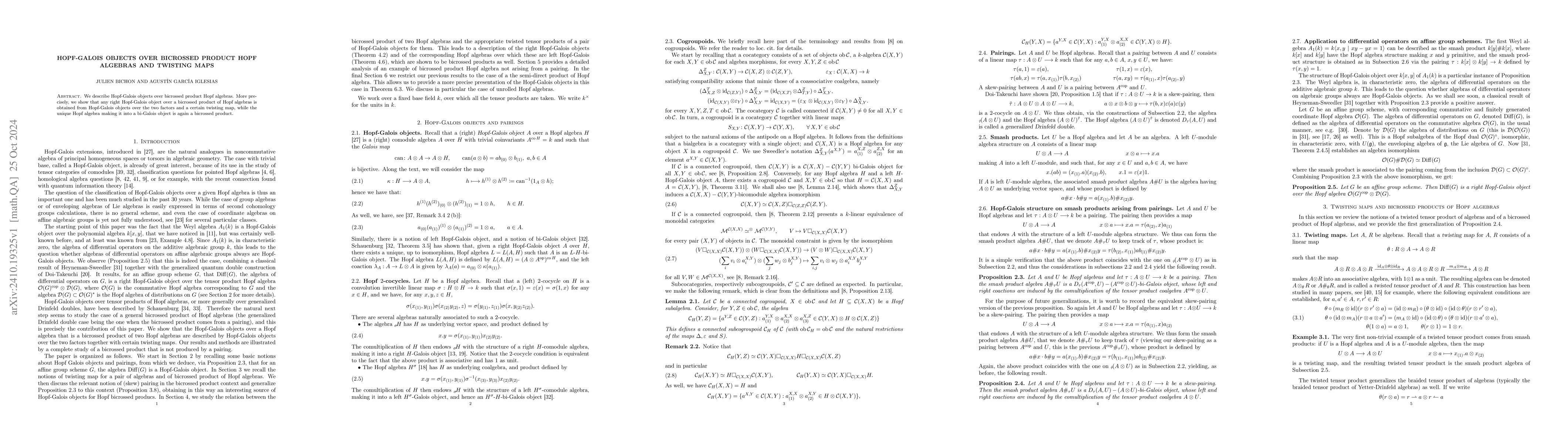 Thumbnail for Hopf-Galois objects over bicrossed product Hopf algebras and twisting
  maps