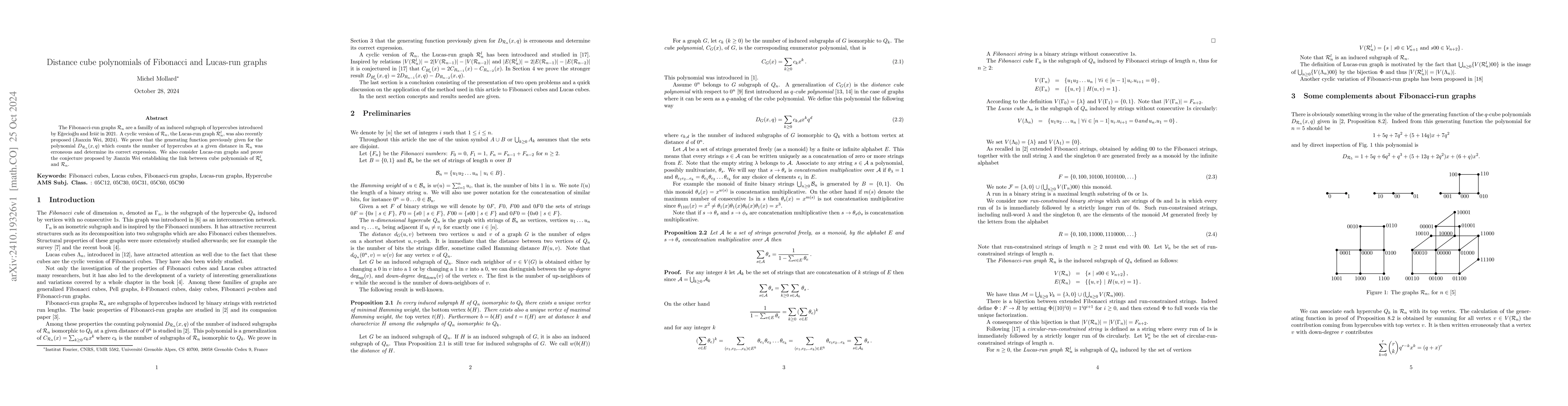 Thumbnail for Distance cube polynomials of Fibonacci and Lucas-run graphs