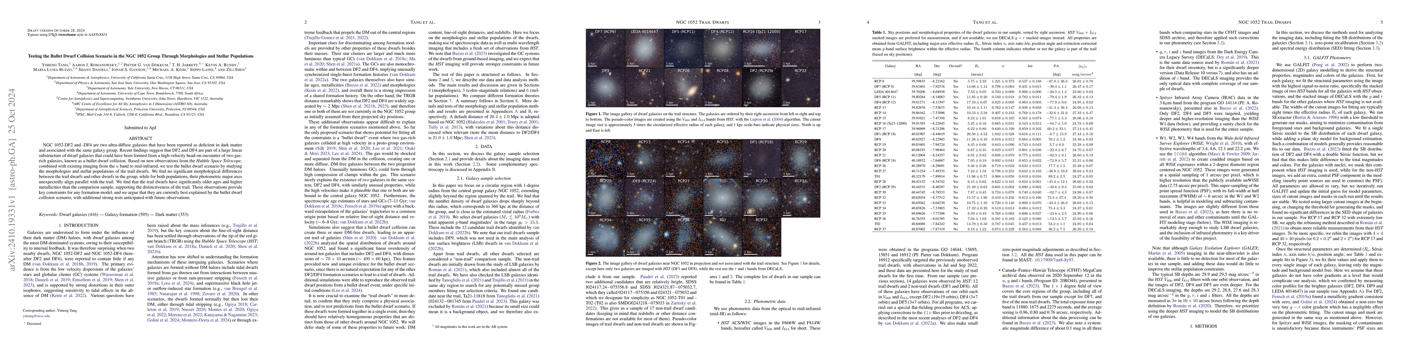 Thumbnail for Testing the Bullet Dwarf Collision Scenario in the NGC 1052 Group
  Through Morphologies and Stellar Populations