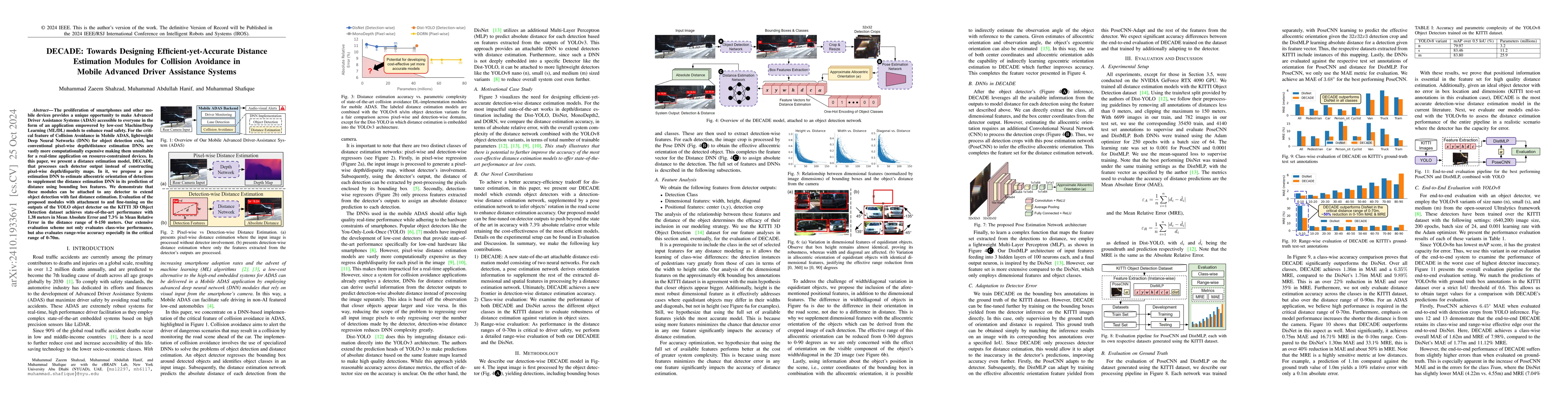 Thumbnail for DECADE: Towards Designing Efficient-yet-Accurate Distance Estimation
  Modules for Collision Avoidance in Mobile Advanced Driver Assistance Systems