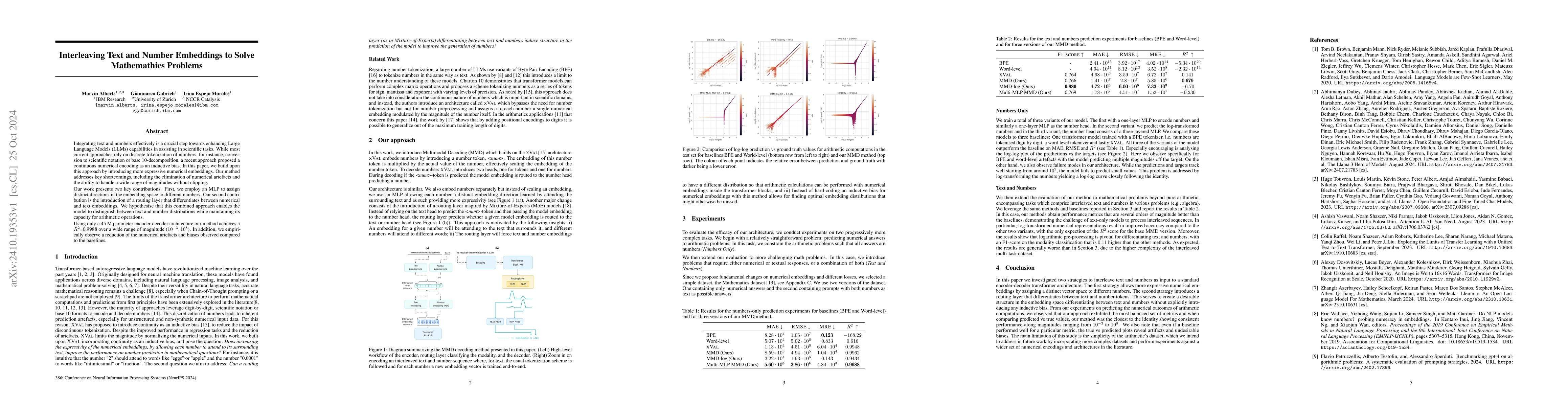 Thumbnail for Interleaving Text and Number Embeddings to Solve Mathemathics Problems