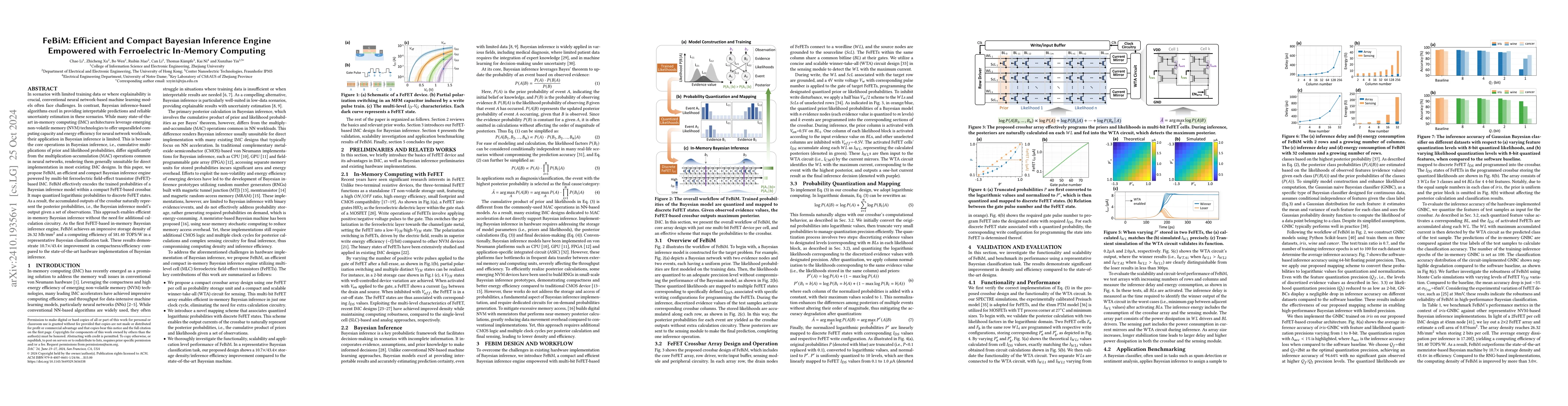 Thumbnail for FeBiM: Efficient and Compact Bayesian Inference Engine Empowered with
  Ferroelectric In-Memory Computing