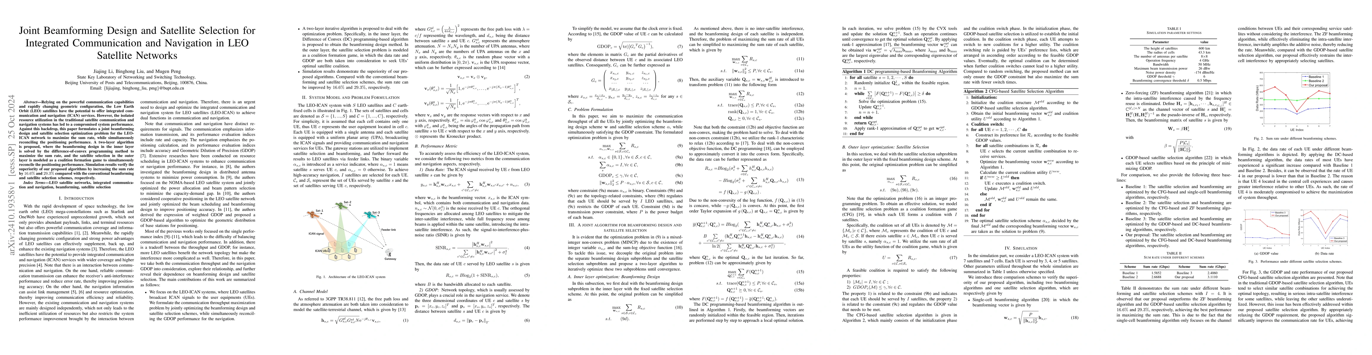 Thumbnail for Joint Beamforming Design and Satellite Selection for Integrated
  Communication and Navigation in LEO Satellite Networks