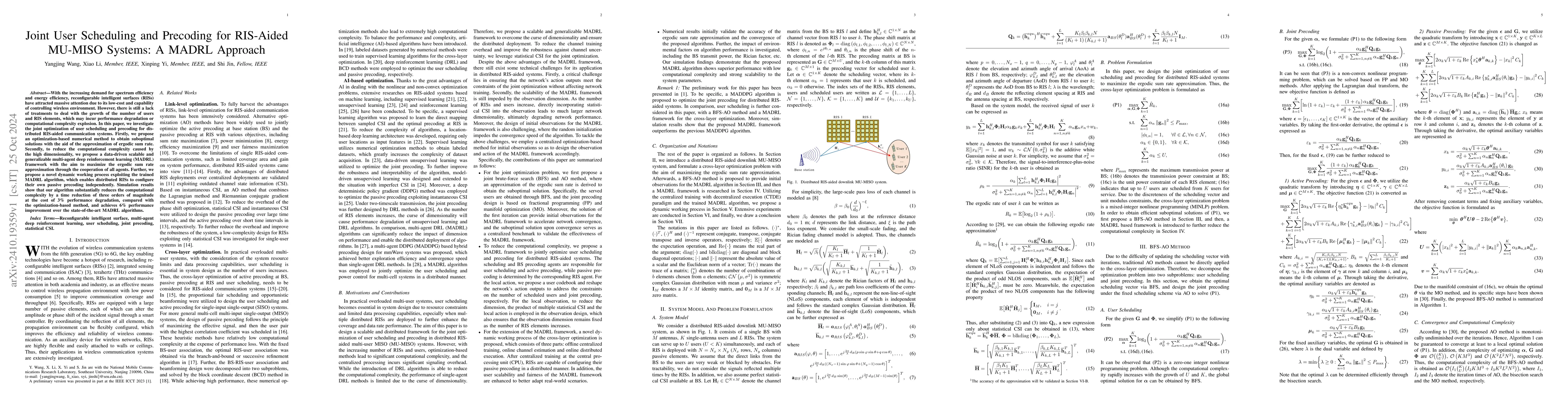 Thumbnail for Joint User Scheduling and Precoding for RIS-Aided MU-MISO Systems: A
  MADRL Approach