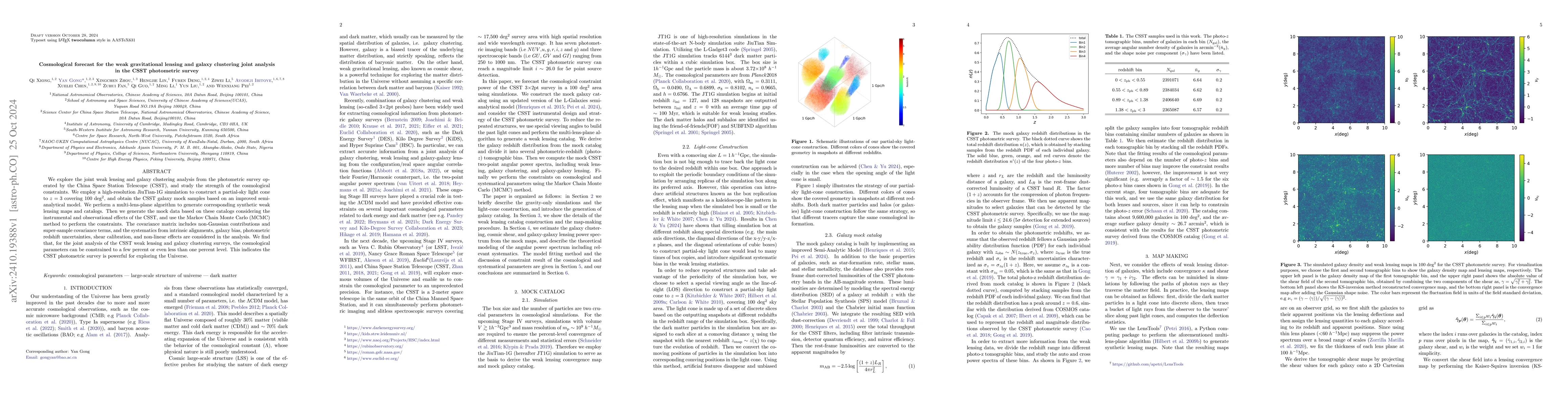 Thumbnail for Cosmological forecast for the weak gravitational lensing and galaxy
  clustering joint analysis in the CSST photometric survey