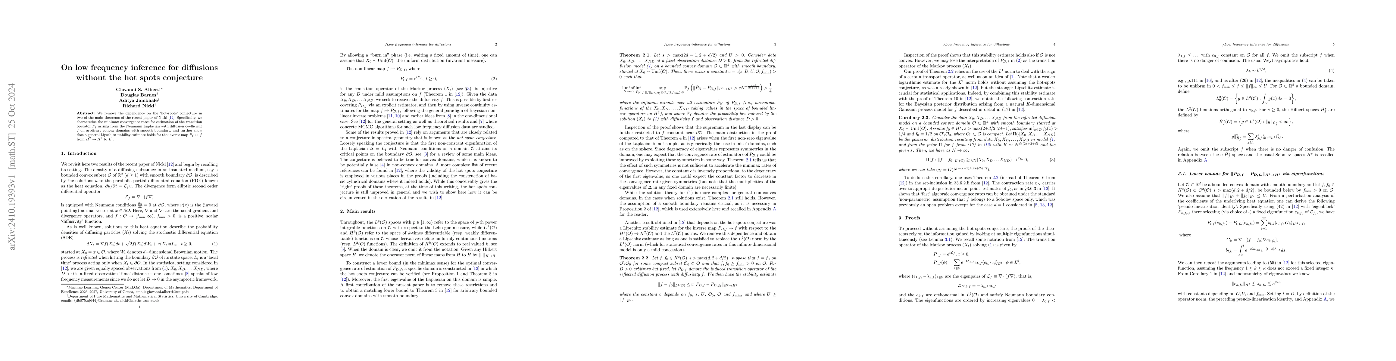 Thumbnail for On low frequency inference for diffusions without the hot spots
  conjecture