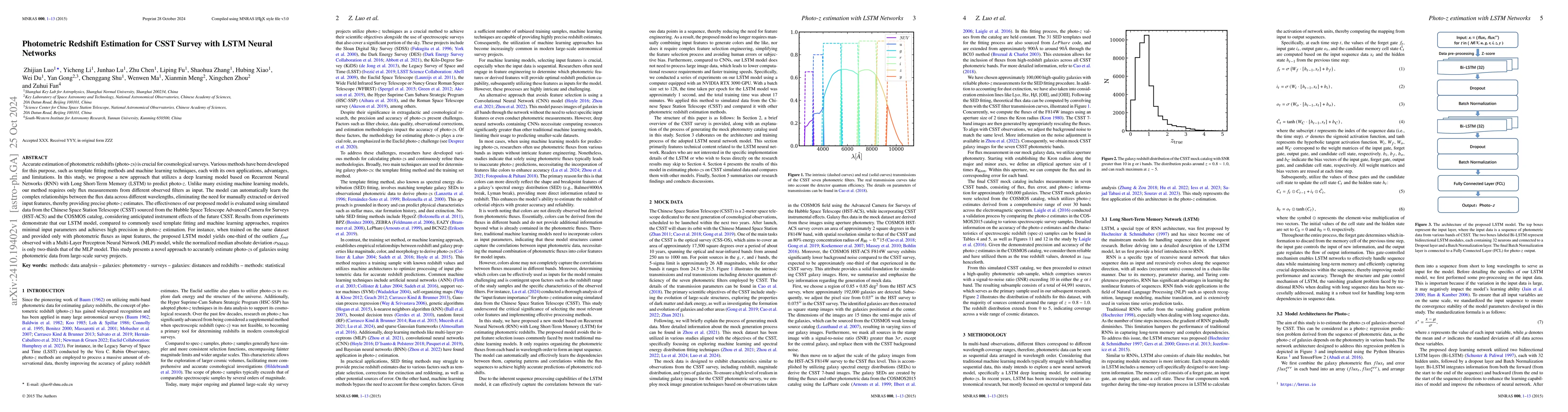 Thumbnail for Photometric Redshift Estimation for CSST Survey with LSTM Neural
  Networks