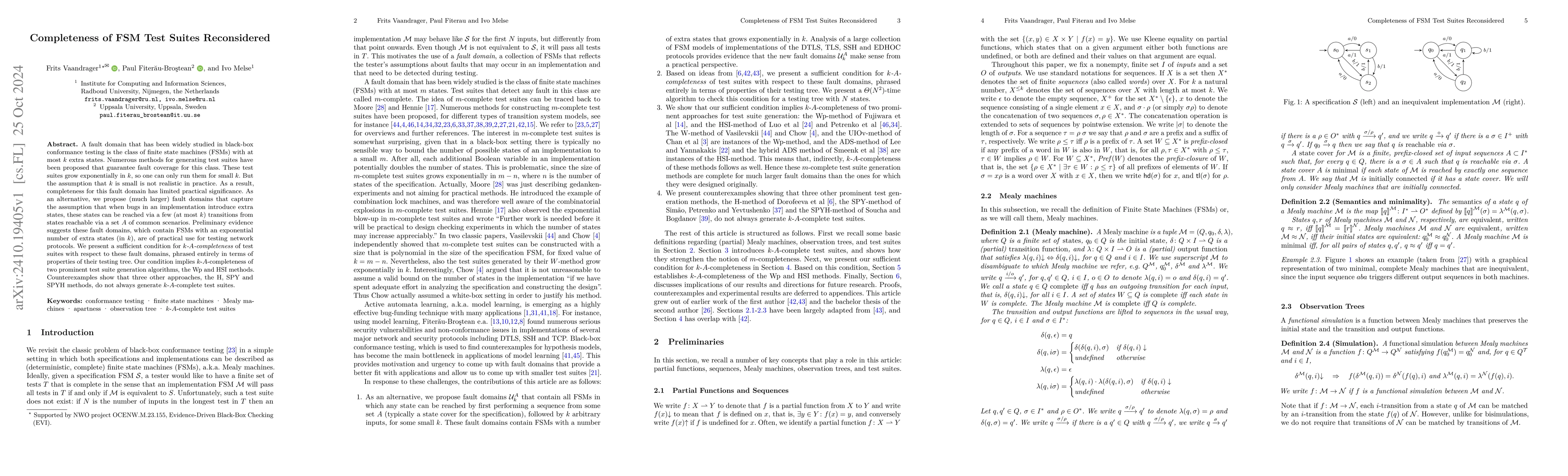 Thumbnail for Completeness of FSM Test Suites Reconsidered