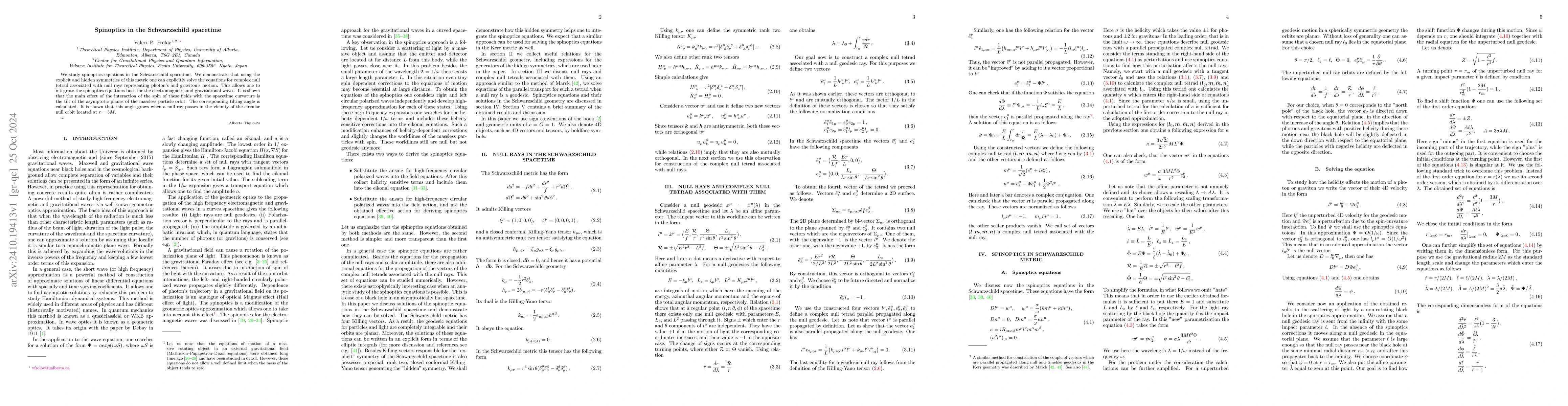 Thumbnail for Spinoptics in the Schwarzschild spacetime