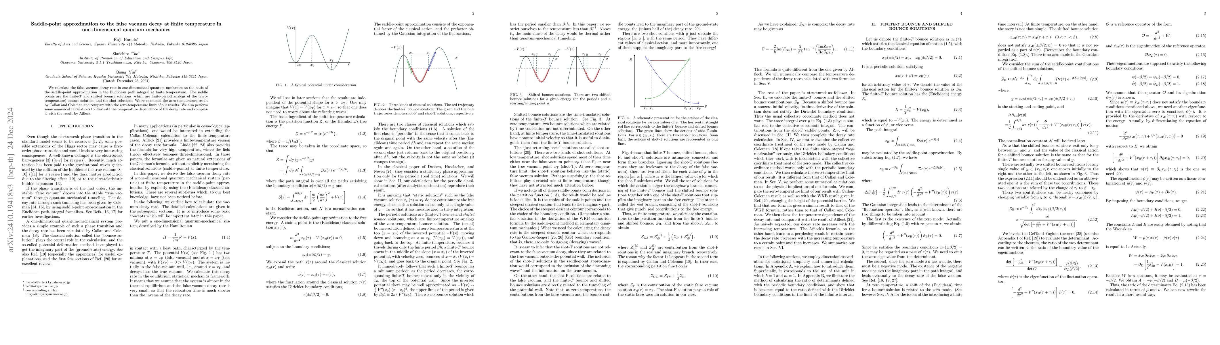 Thumbnail for Saddle-point approximation to the false vacuum decay at finite
  temperature in one-dimensional quantum mechanics