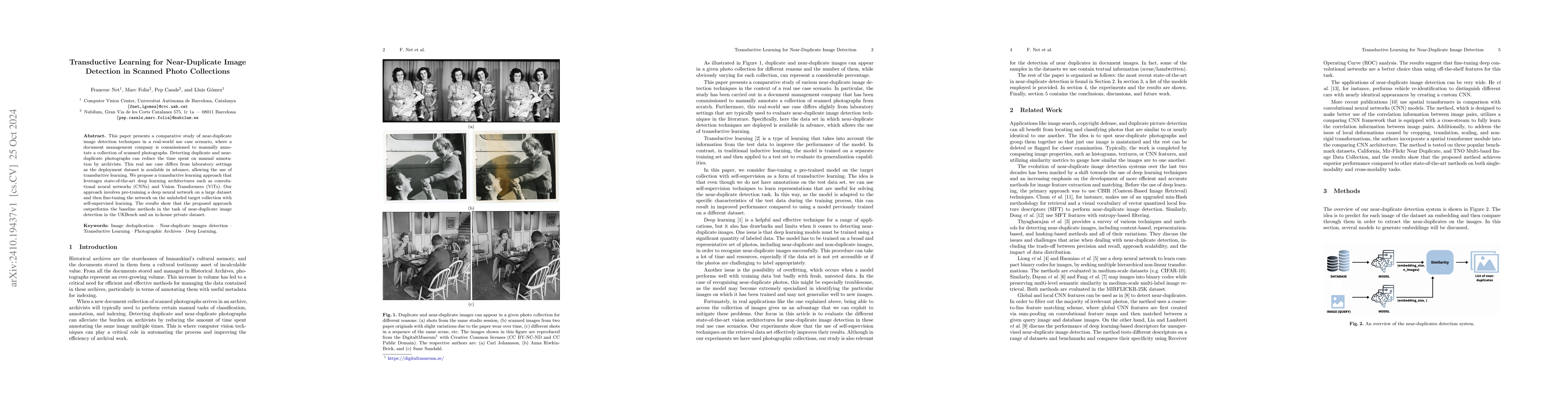Thumbnail for Transductive Learning for Near-Duplicate Image Detection in Scanned
  Photo Collections