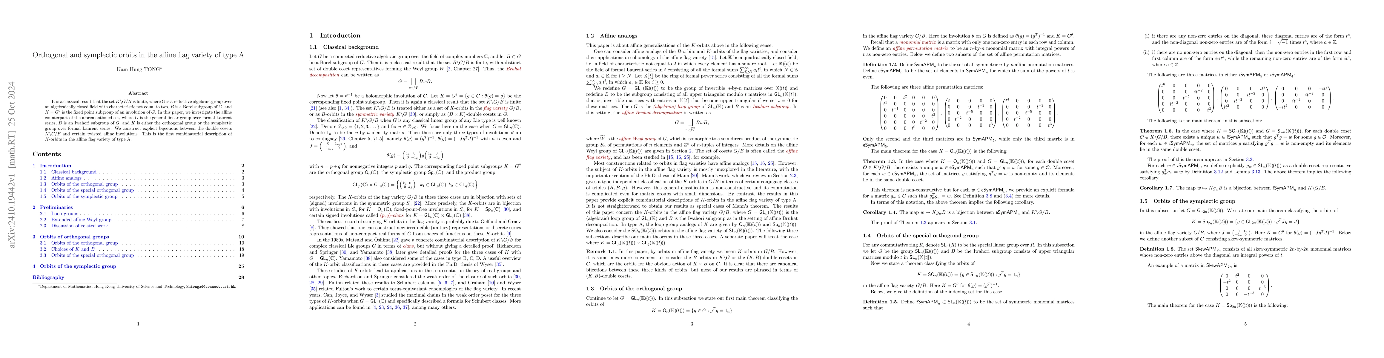 Thumbnail for Orthogonal and symplectic orbits in the affine flag variety of type A