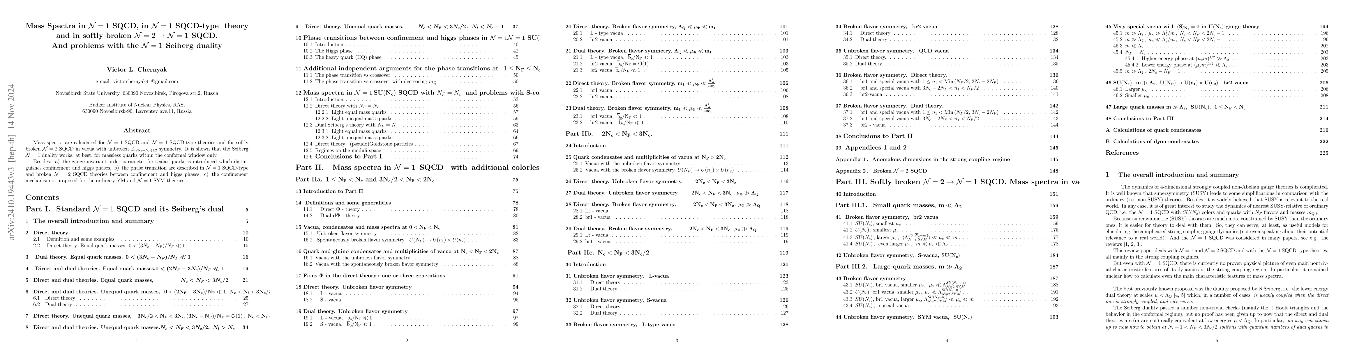 Thumbnail for Mass Spectra in ${\cal N}=1$ SQCD, in ${\cal N}=1$ SQCD-type theory and
  in softly broken ${\cal N}=2\rightarrow {\cal N}=1$ SQCD. And problems with
  the ${\cal N}=1$ Seiberg duality