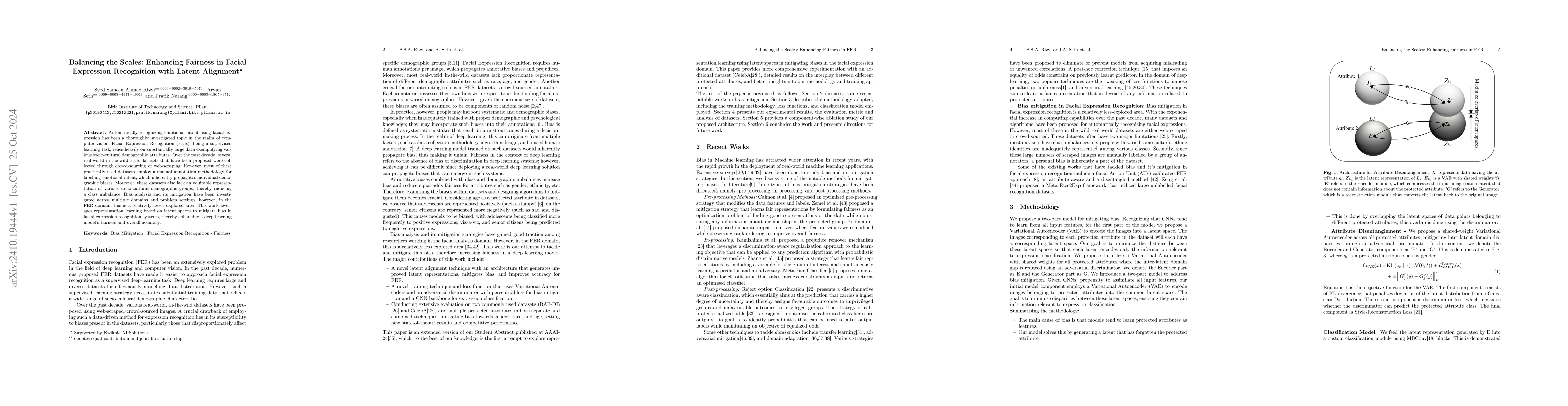 Thumbnail for Balancing the Scales: Enhancing Fairness in Facial Expression
  Recognition with Latent Alignment