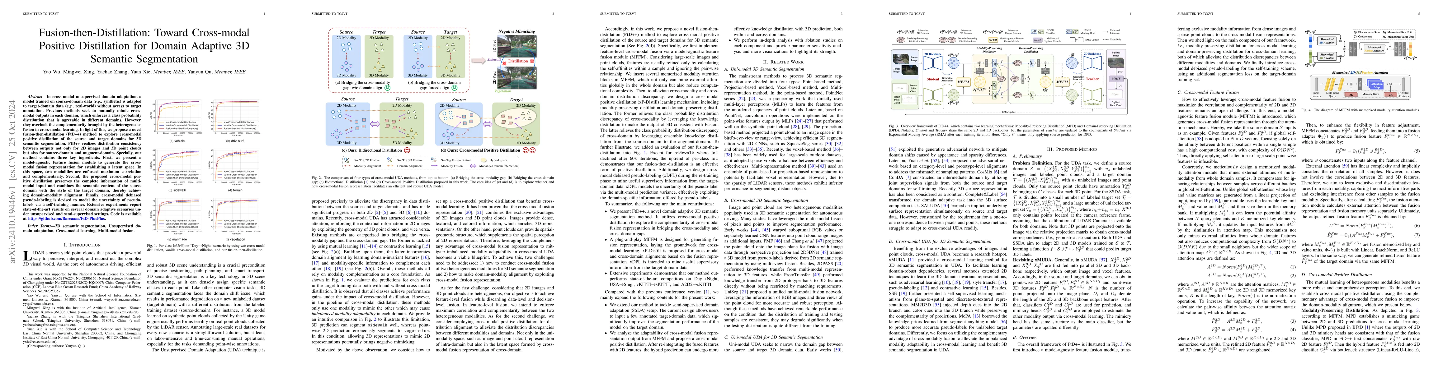 Thumbnail for Fusion-then-Distillation: Toward Cross-modal Positive Distillation for
  Domain Adaptive 3D Semantic Segmentation