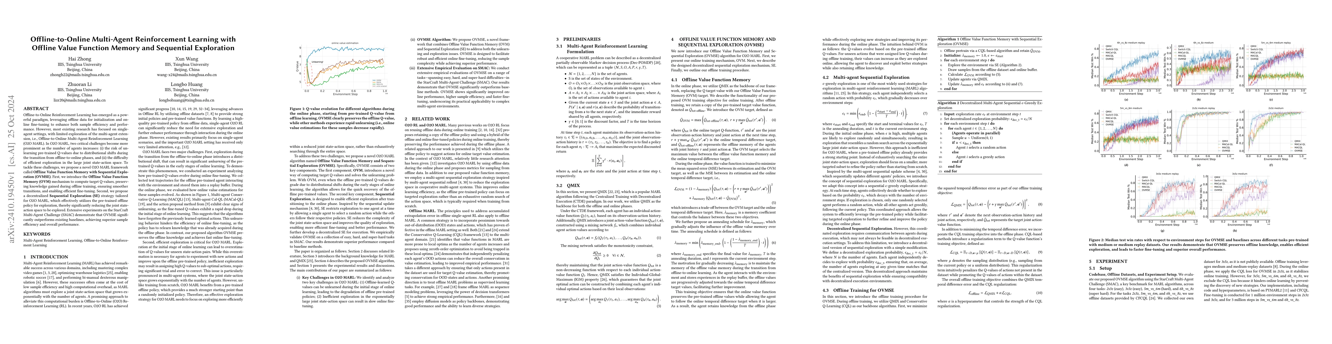 Thumbnail for Offline-to-Online Multi-Agent Reinforcement Learning with Offline Value
  Function Memory and Sequential Exploration
