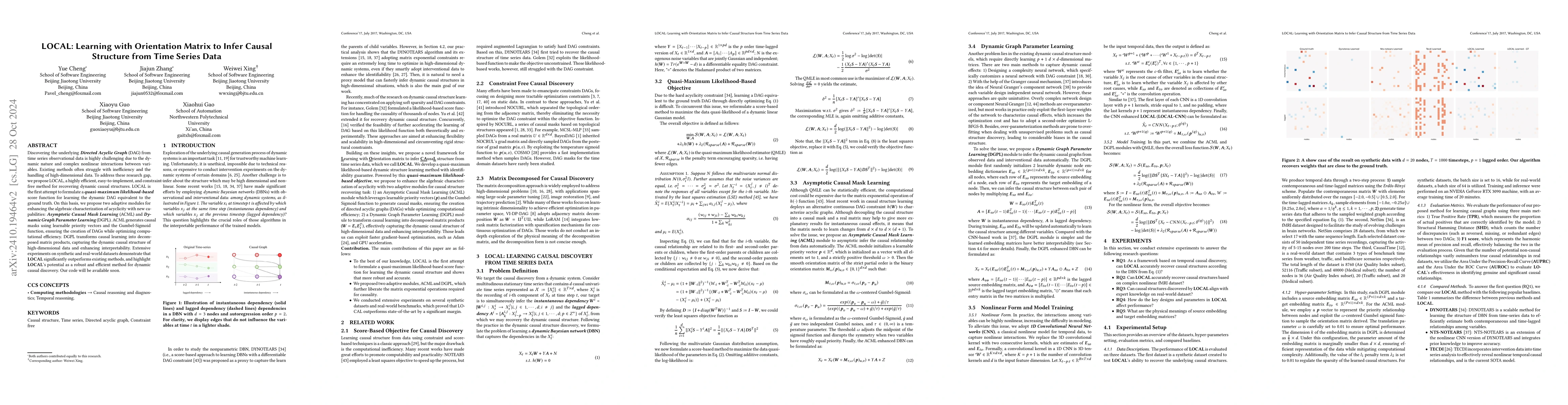 Thumbnail for LOCAL: Learning with Orientation Matrix to Infer Causal Structure from
  Time Series Data