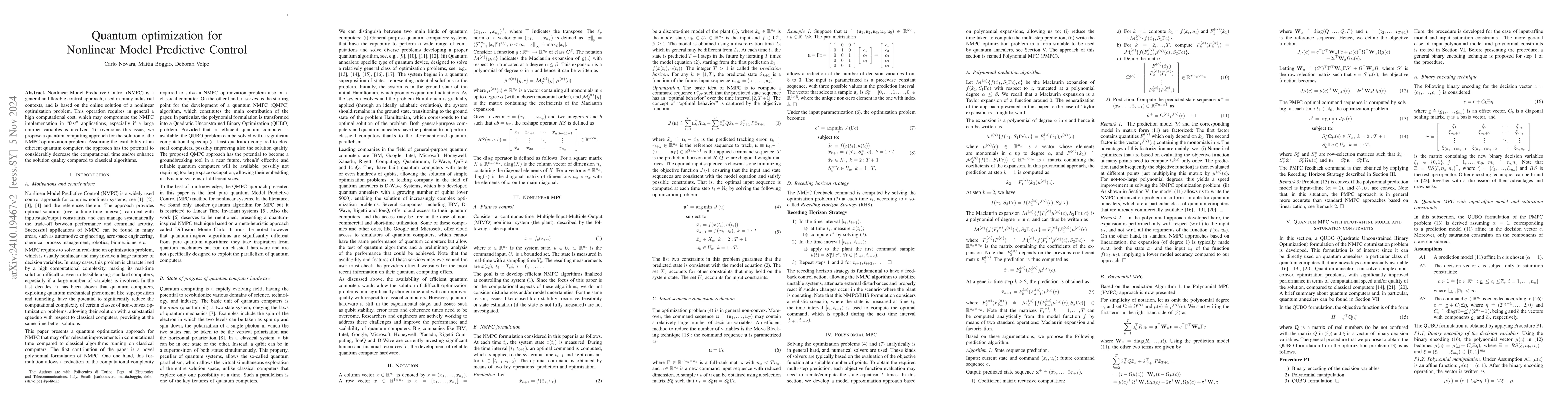 Thumbnail for Quantum optimization for Nonlinear Model Predictive Control