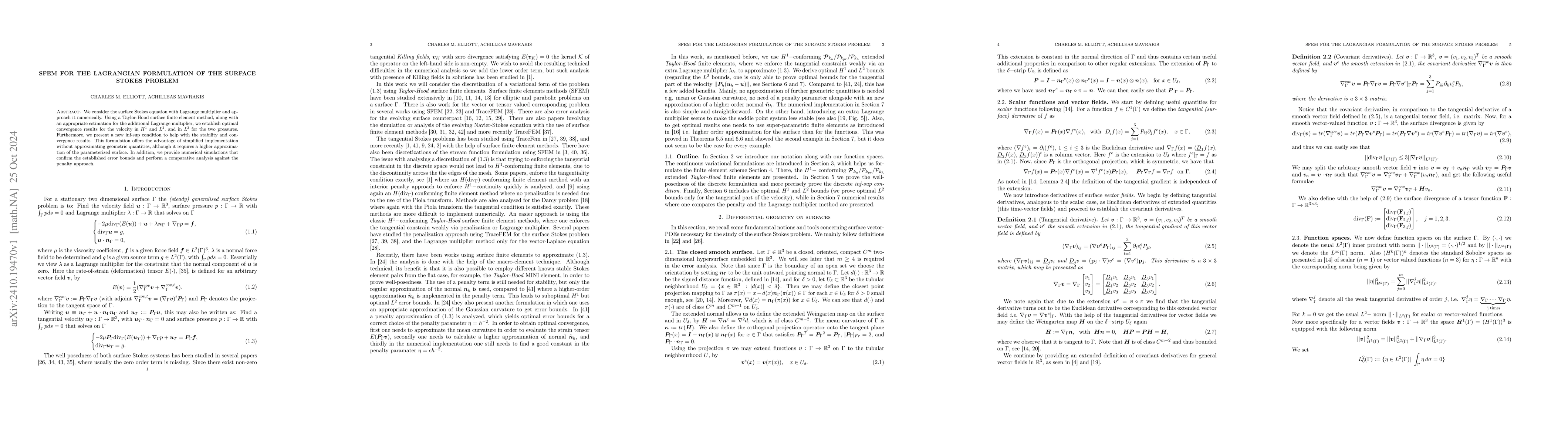 Thumbnail for SFEM for the Lagrangian formulation of the surface Stokes problem