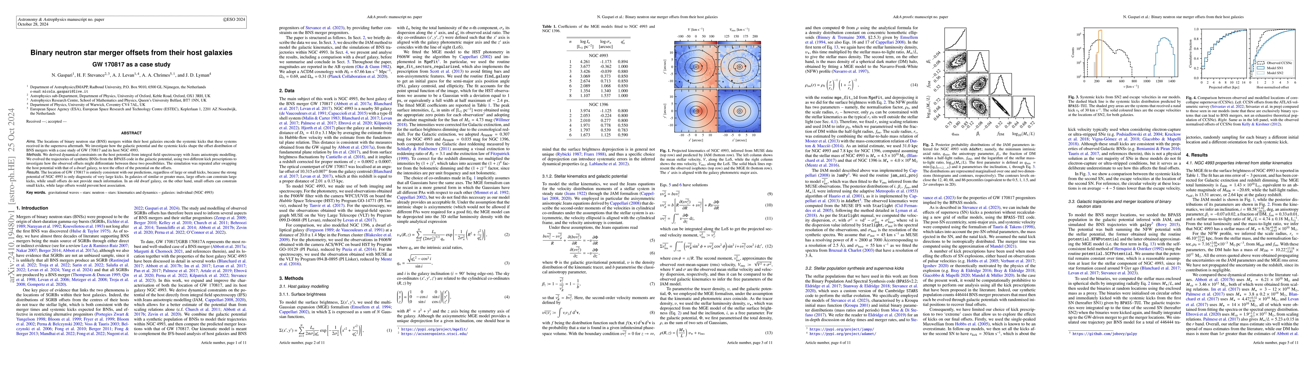 Thumbnail for Binary neutron star merger offsets from their host galaxies. GW 170817
  as a case study