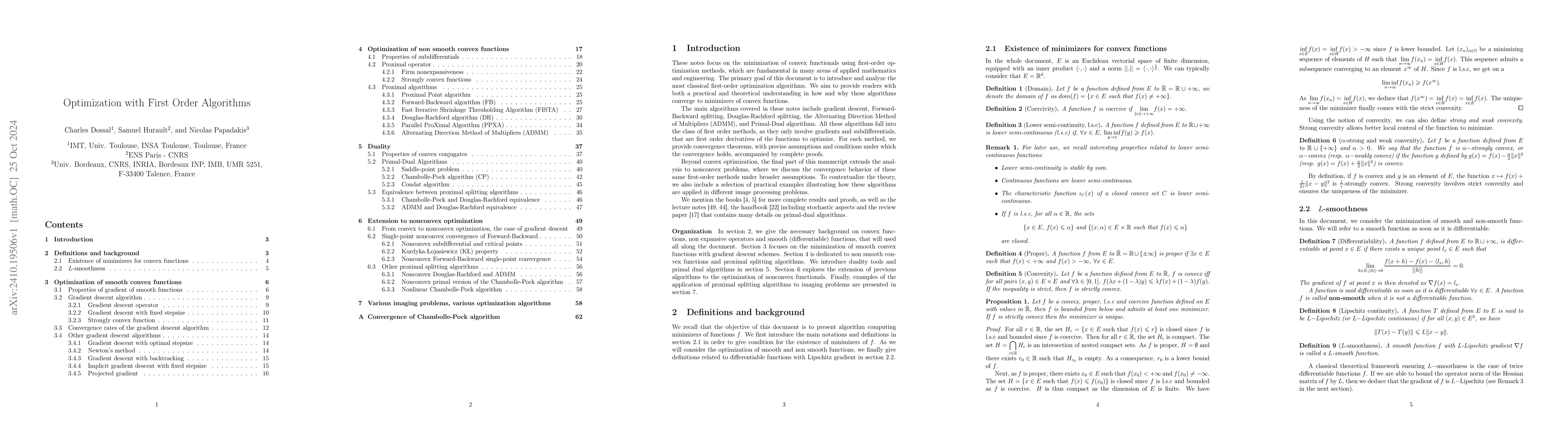 Thumbnail for Optimization with First Order Algorithms