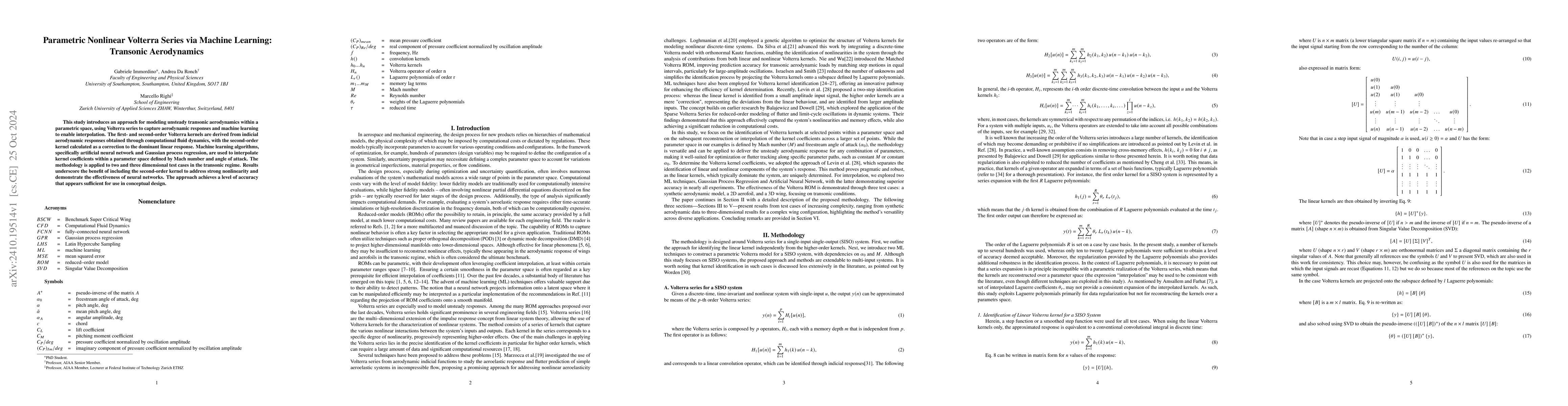 Thumbnail for Parametric Nonlinear Volterra Series via Machine Learning: Transonic
  Aerodynamics