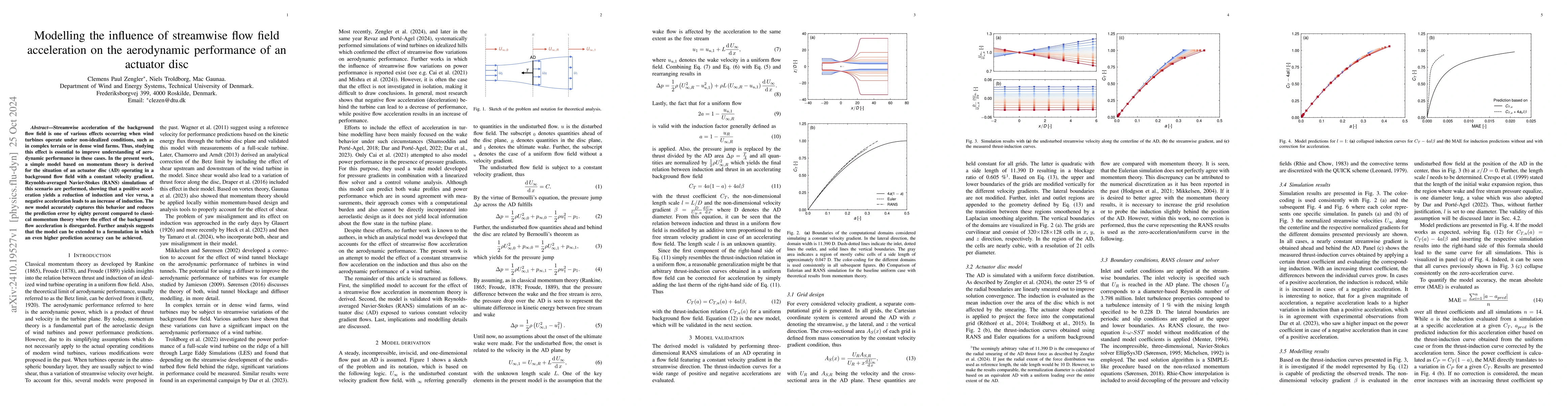 Thumbnail for Modelling the influence of streamwise flow field acceleration on the
  aerodynamic performance of an actuator disc