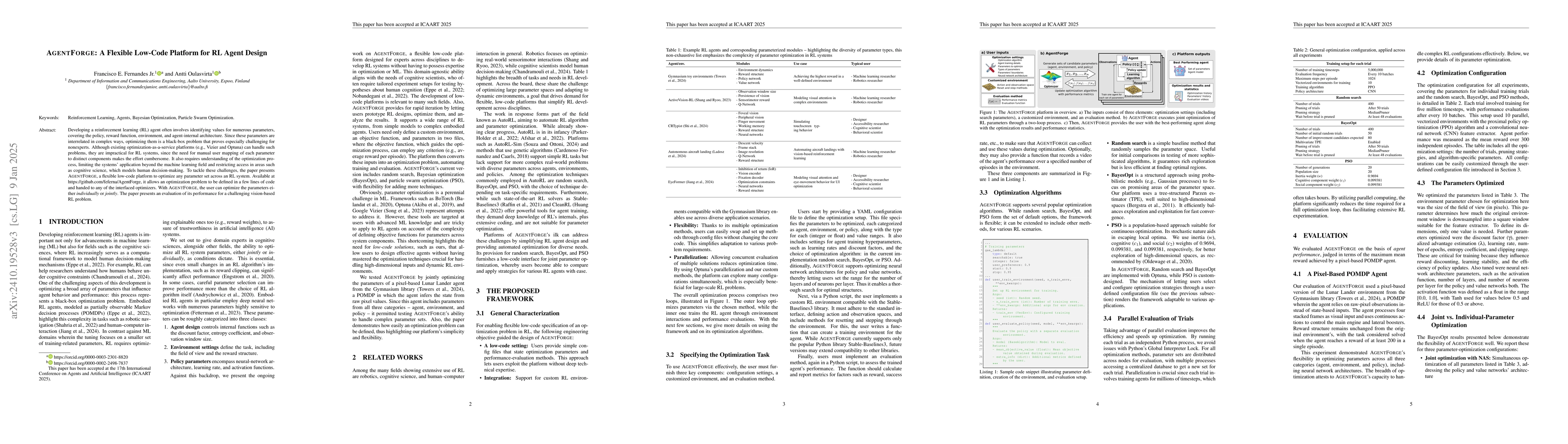 Thumbnail for AgentForge: A Flexible Low-Code Platform for Reinforcement Learning
  Agent Design