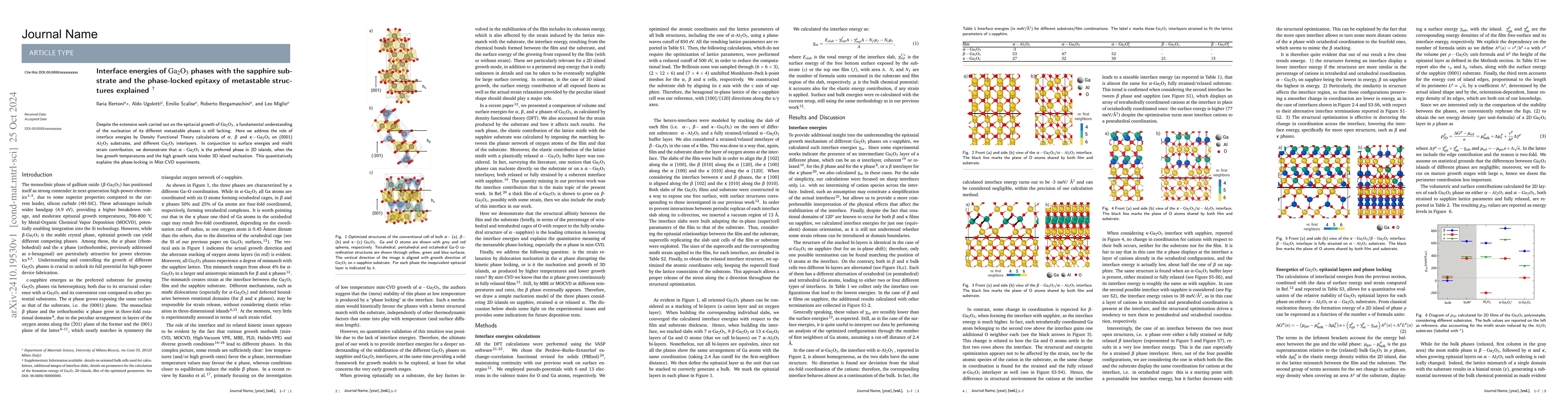 Thumbnail for Interface energies of Ga2O3 phases with the sapphire substrate and the
  phase-locked epitaxy of metastable structures explained