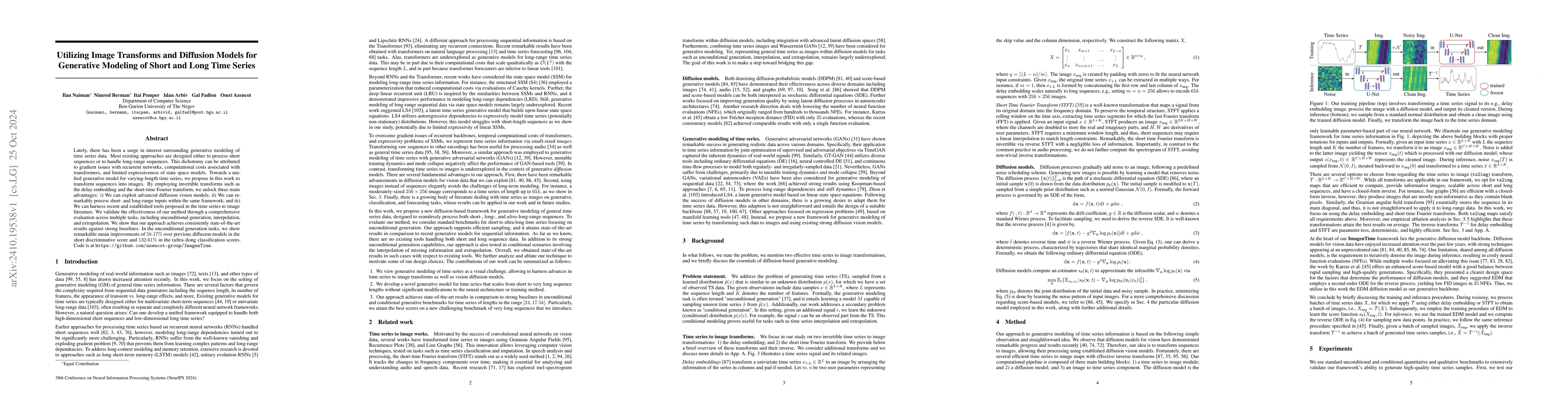 Thumbnail for Utilizing Image Transforms and Diffusion Models for Generative Modeling
  of Short and Long Time Series