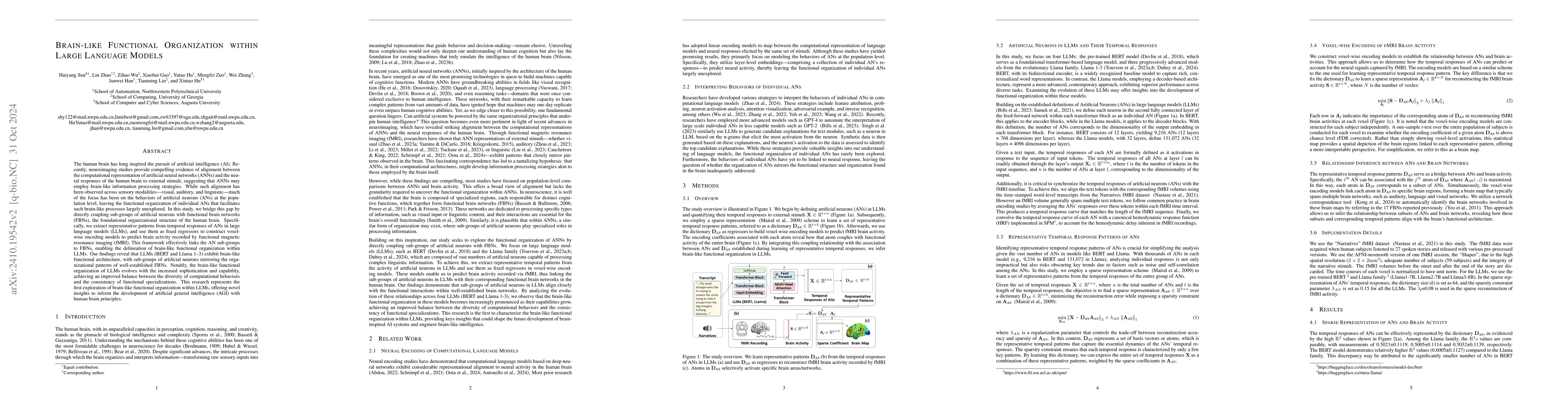 Thumbnail for Brain-like Functional Organization within Large Language Models