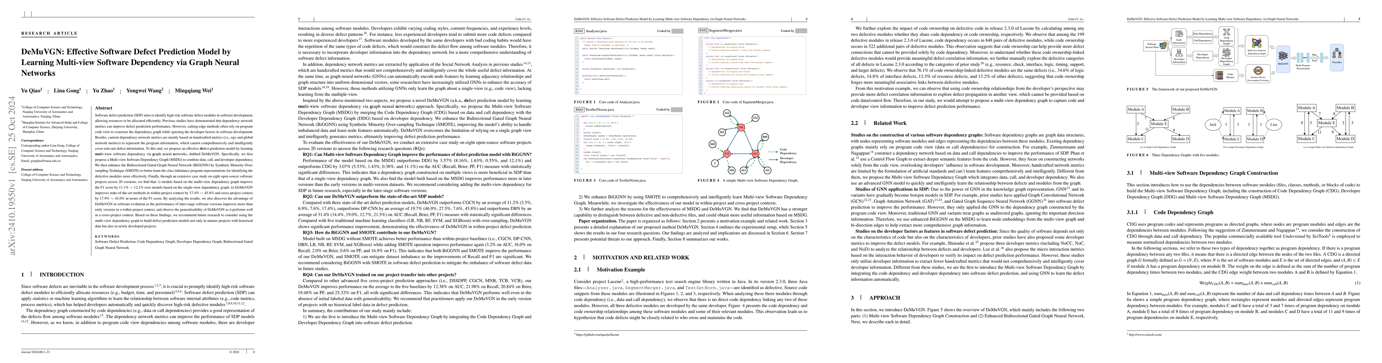 Thumbnail for DeMuVGN: Effective Software Defect Prediction Model by Learning
  Multi-view Software Dependency via Graph Neural Networks