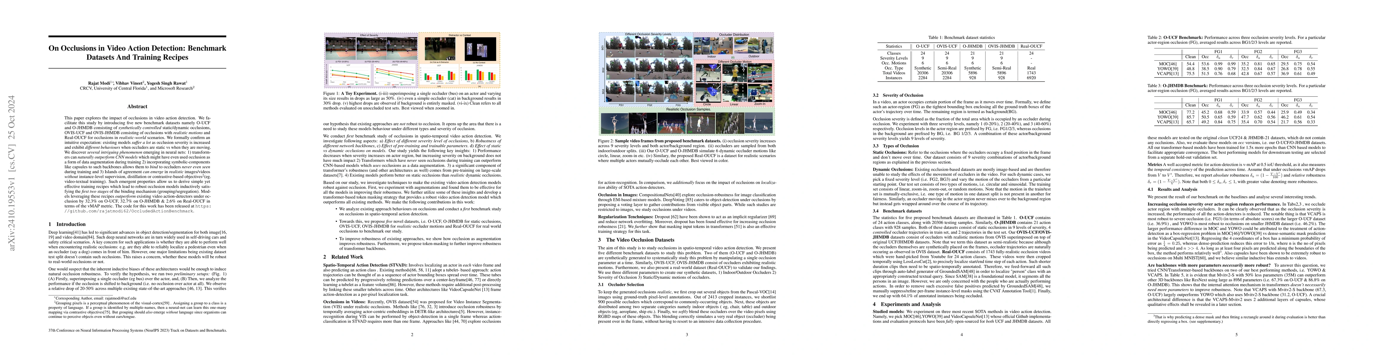 Thumbnail for On Occlusions in Video Action Detection: Benchmark Datasets And Training
  Recipes