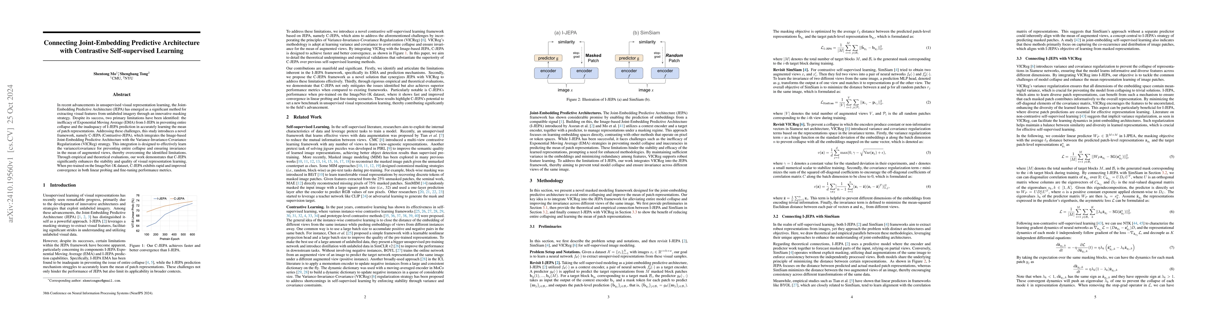 Thumbnail for Connecting Joint-Embedding Predictive Architecture with Contrastive
  Self-supervised Learning