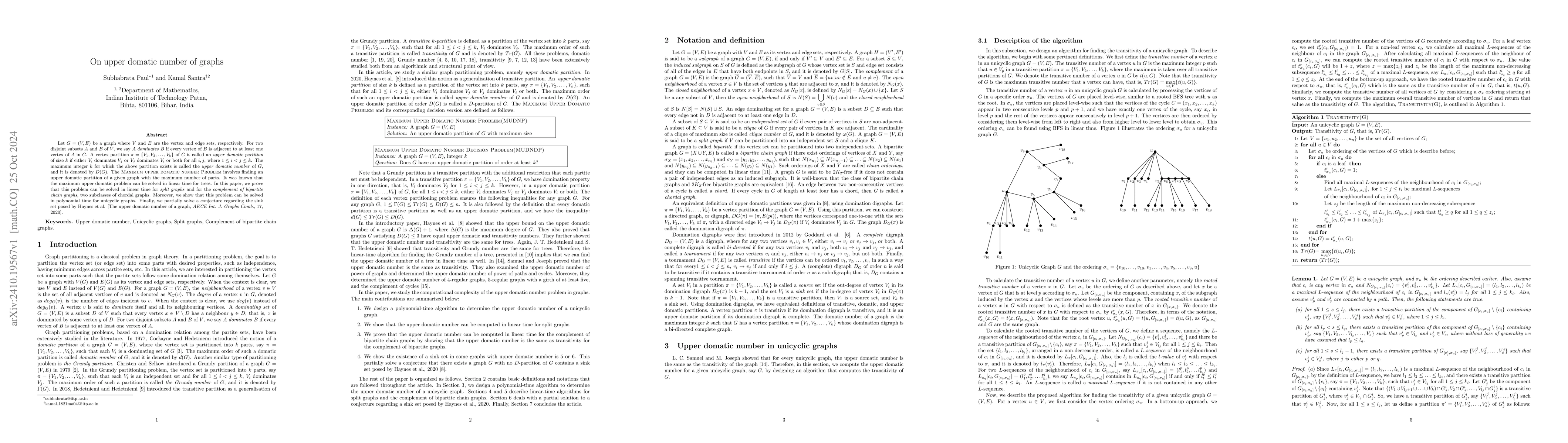 Thumbnail for On upper domatic number of graphs