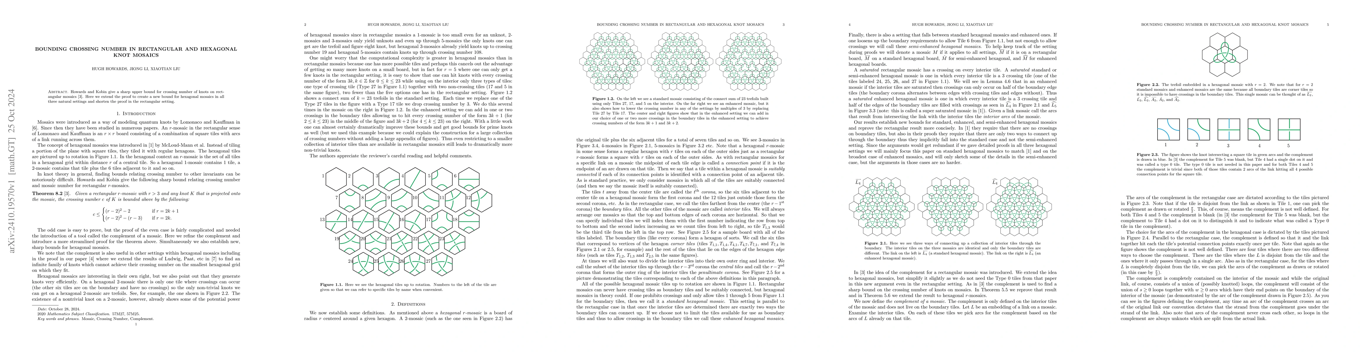 Thumbnail for Bounding Crossing Number in Rectangular and Hexagonal Knot Mosaics