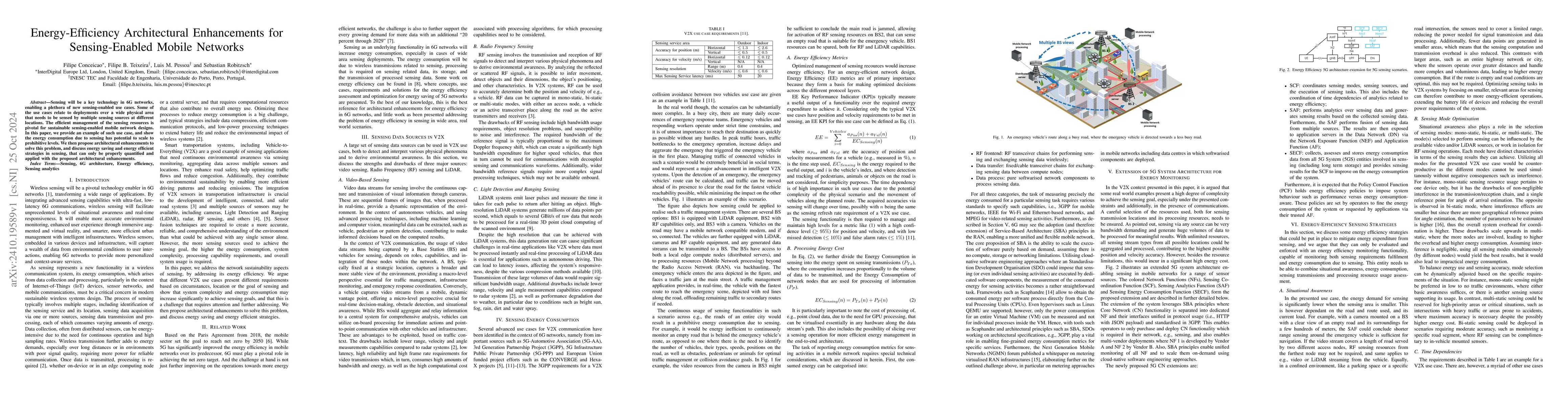 Thumbnail for Energy-Efficiency Architectural Enhancements for Sensing-Enabled Mobile
  Networks