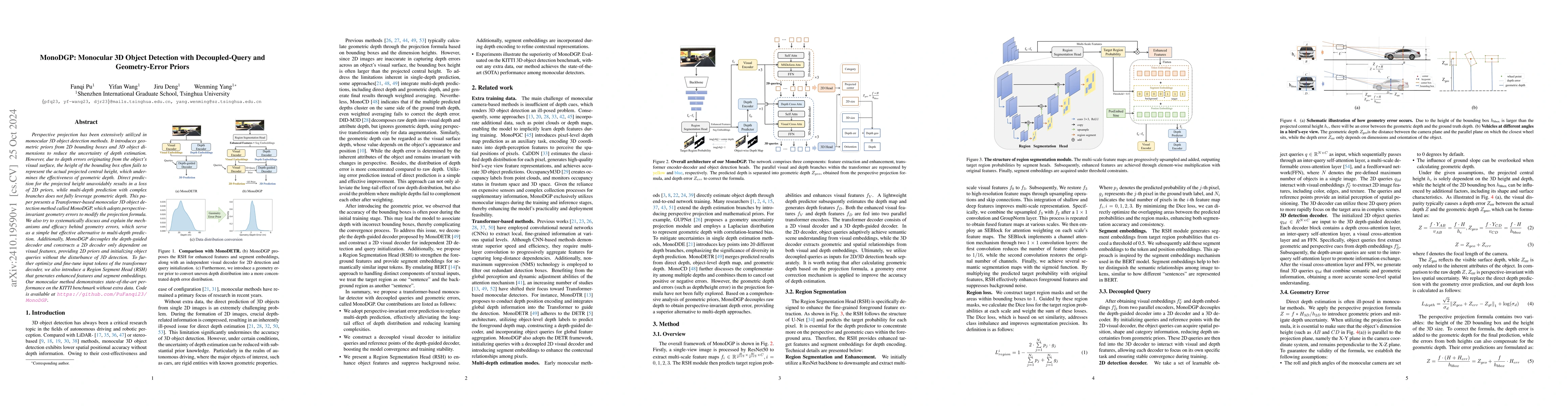 Thumbnail for MonoDGP: Monocular 3D Object Detection with Decoupled-Query and
  Geometry-Error Priors