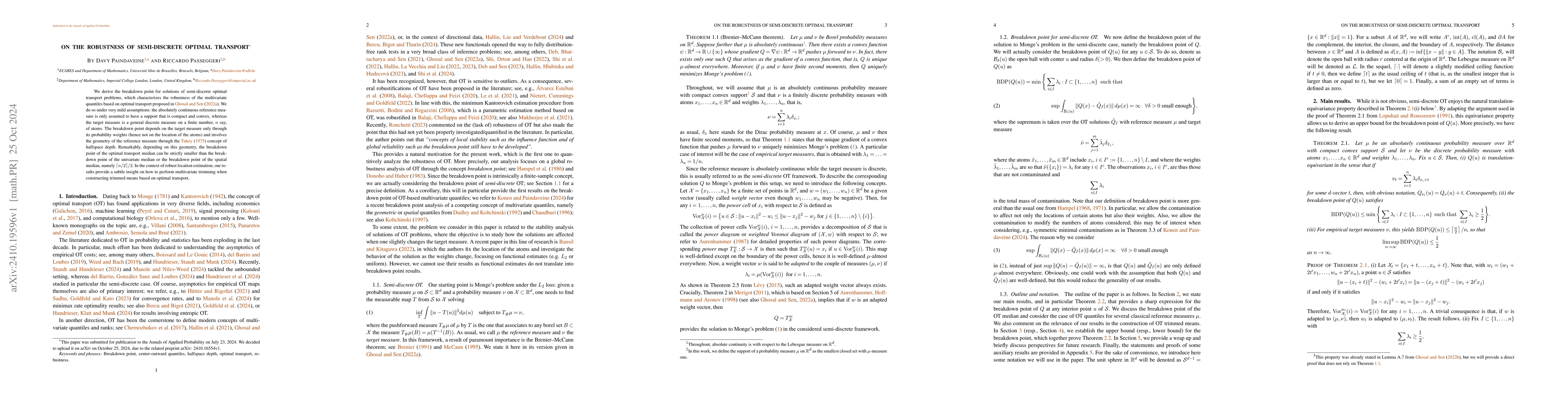 Thumbnail for On the robustness of semi-discrete optimal transport