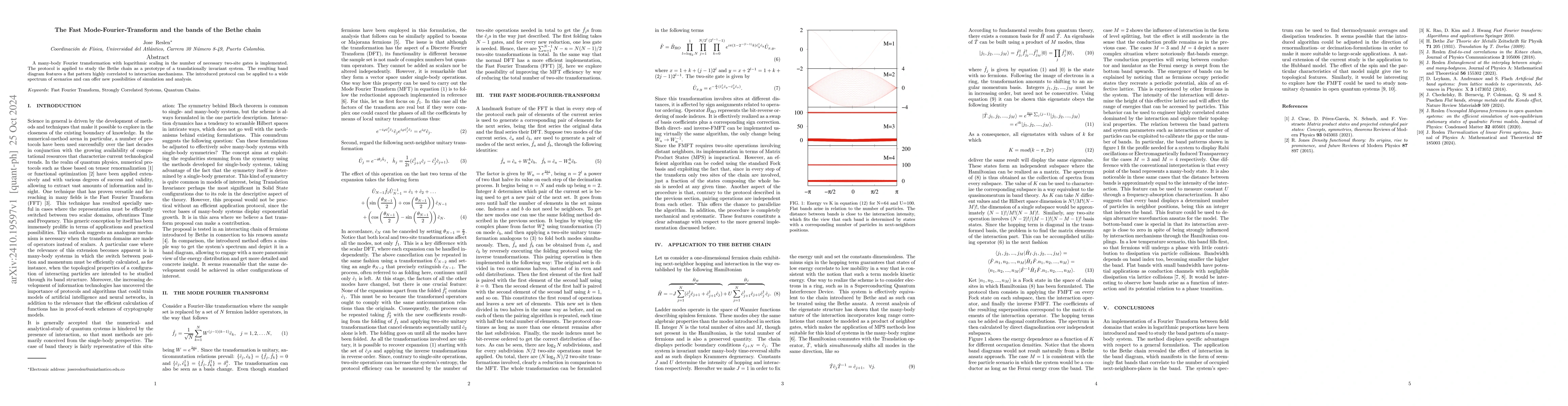 Thumbnail for The Fast Mode-Fourier-Transform and the bands of the Bethe chain