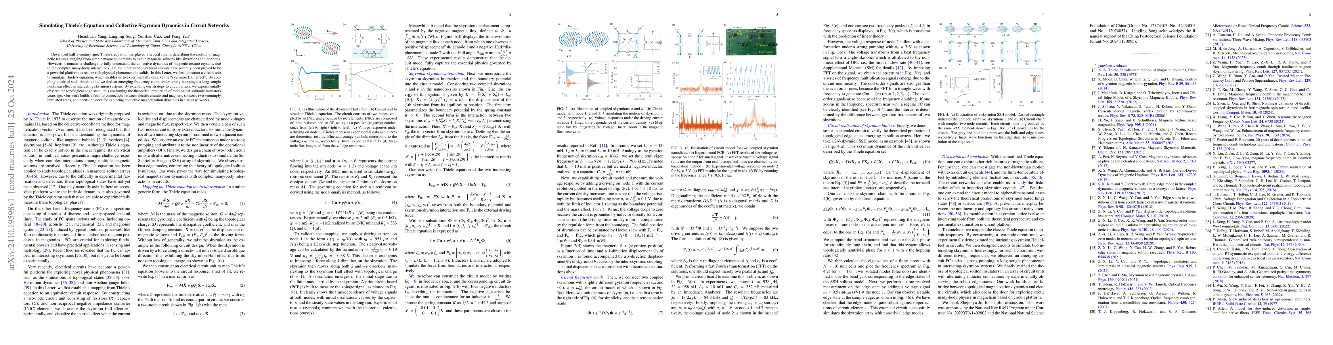 Thumbnail for Simulating Thiele's Equation and Collective Skyrmion Dynamics in Circuit
  Networks