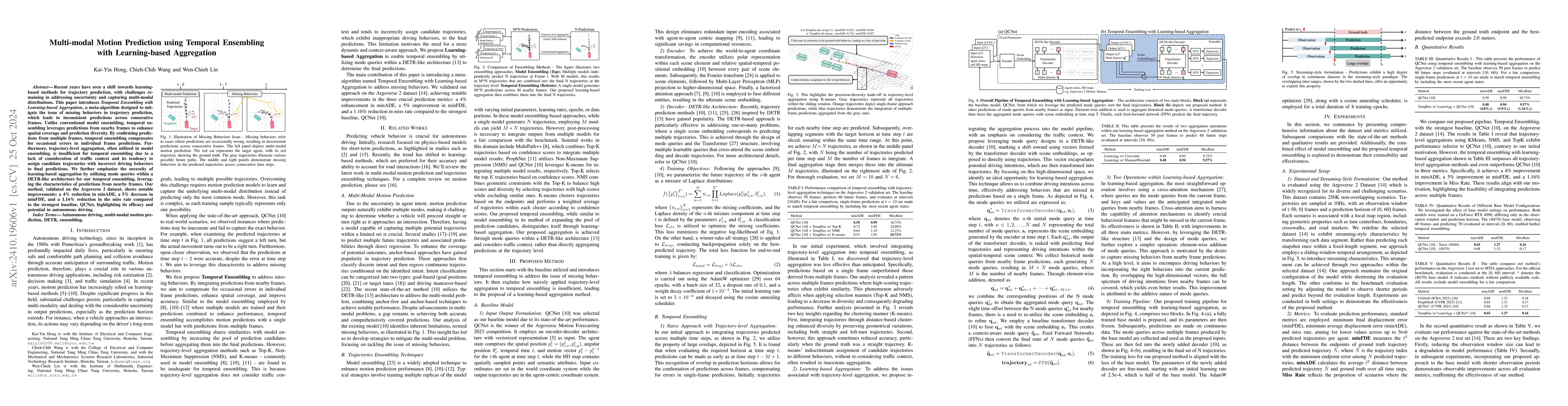 Thumbnail for Multi-modal Motion Prediction using Temporal Ensembling with
  Learning-based Aggregation